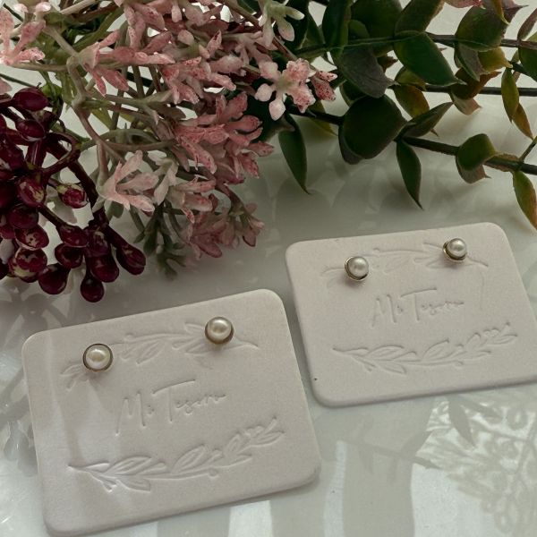 手作白系3mm珍珠耳釘 珍珠耳釘, pearl Earrings