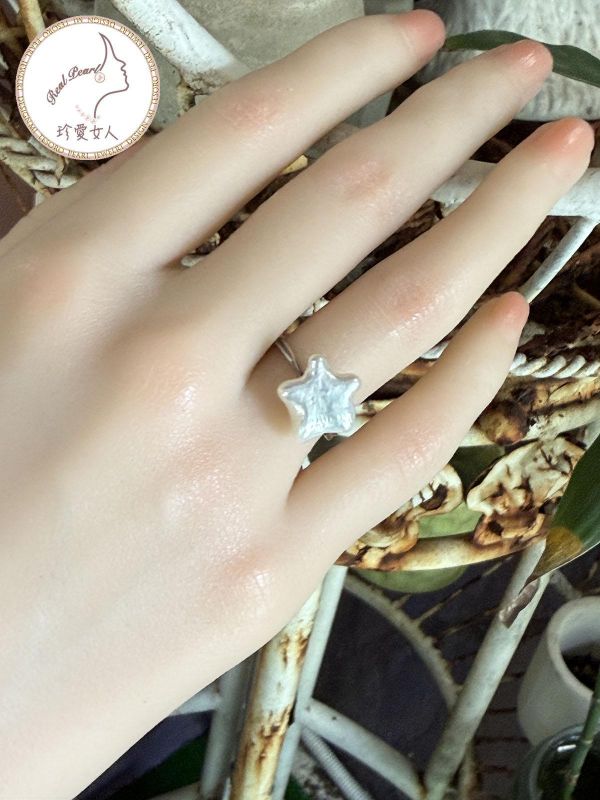 星星造型天然珍珠戒指#rfp0809 輕珠寶戒指,珍珠戒指,淡水珍珠戒指