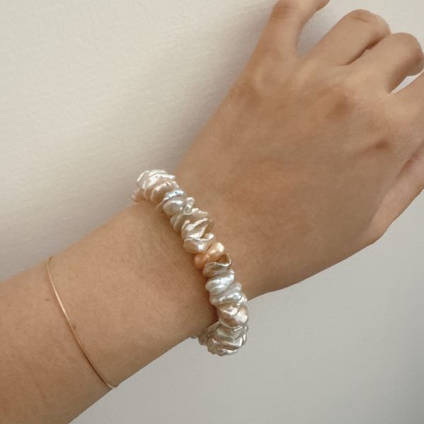 18手圍-糖果色疊打珍珠手環0251737 