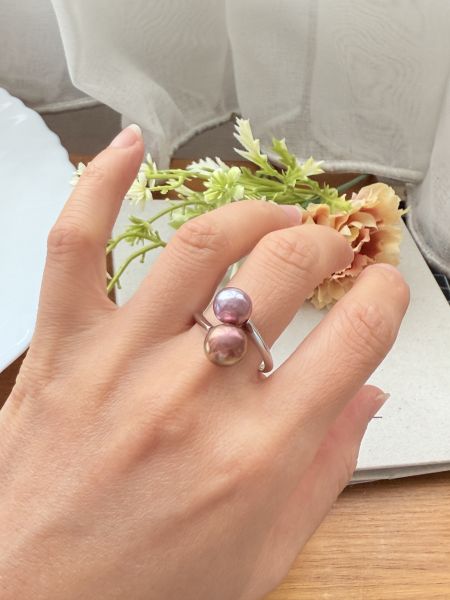 淡水珍珠戒指-雙珠款#rfp0601 