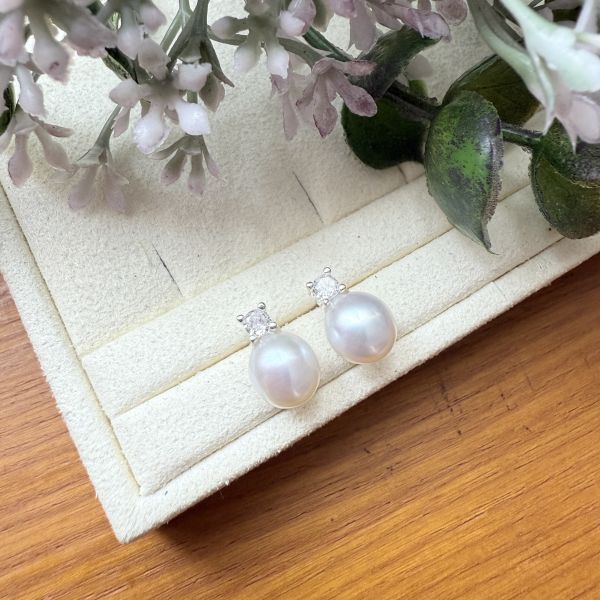 極光珍珠耳釘#e0803 