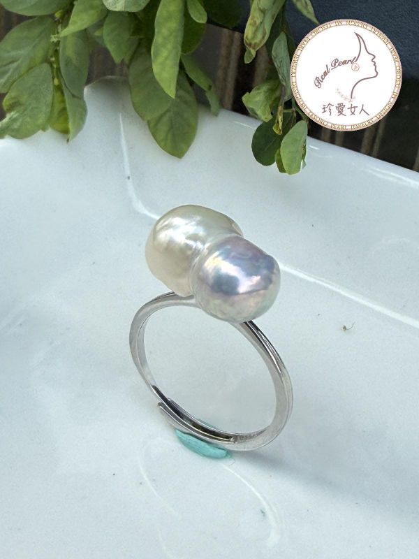 可愛雪球造型淡水珍珠戒指#rfp0828 輕珠寶戒指,珍珠戒指,淡水珍珠戒指