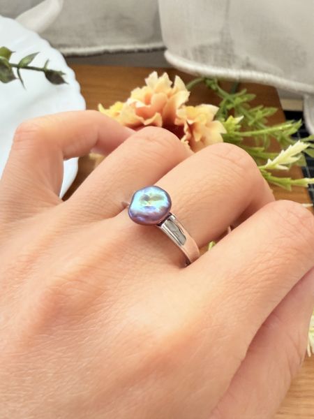 淡水珍珠戒指-金屬牛油果色#rfp0503 