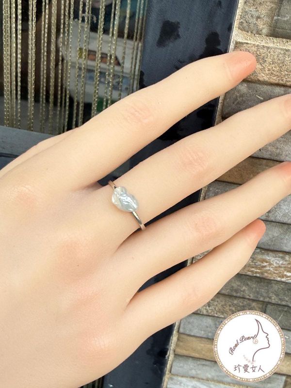 藍光碎銀子珍珠戒指#rfp0829 輕珠寶戒指,珍珠戒指,淡水珍珠戒指