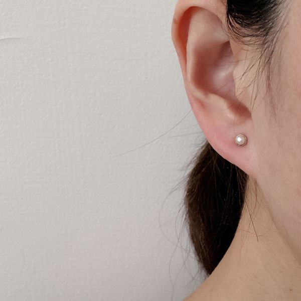 手作白系3mm珍珠耳釘 珍珠耳釘, pearl Earrings