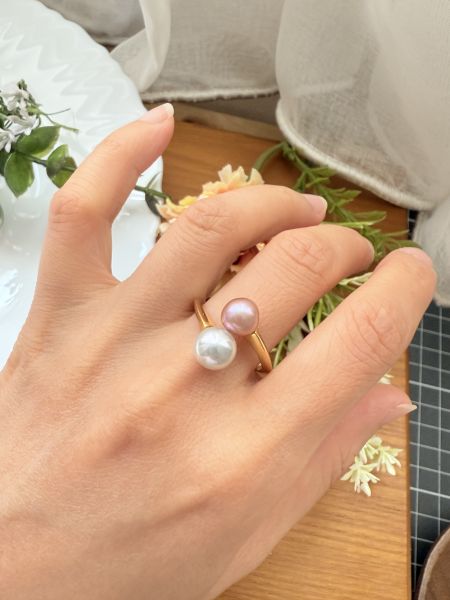 珍珠戒指-雙珠款#rfp0620 