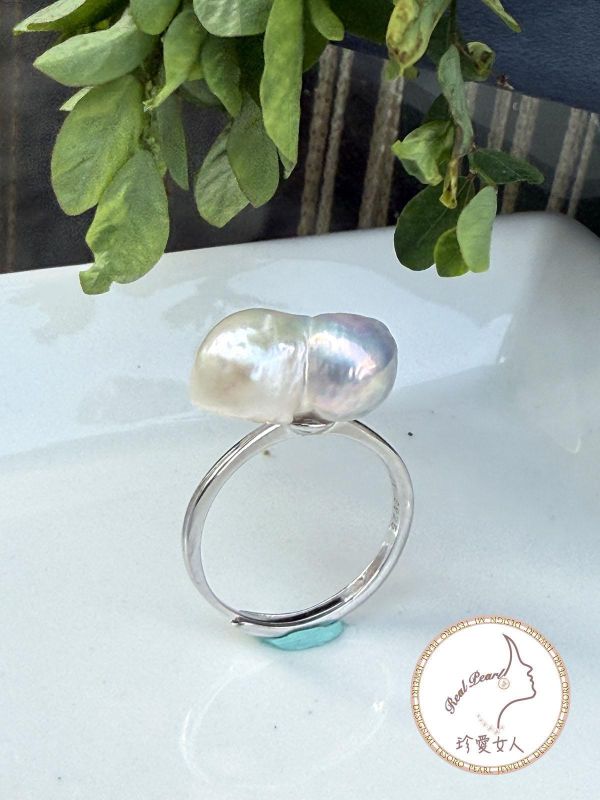 可愛雪球造型淡水珍珠戒指#rfp0828 輕珠寶戒指,珍珠戒指,淡水珍珠戒指