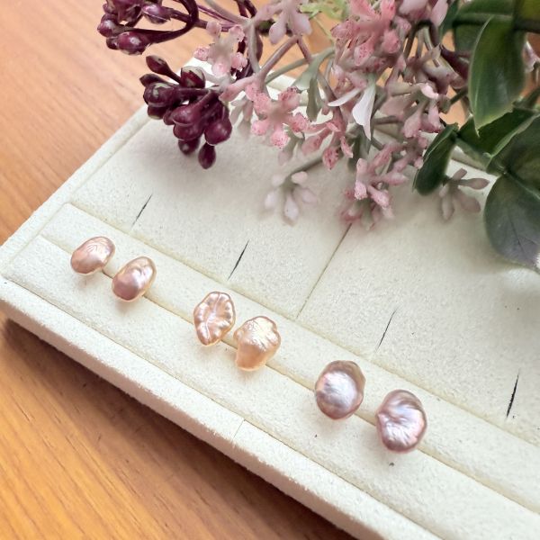 淡水珍珠-特色花瓣耳釘#e0814 