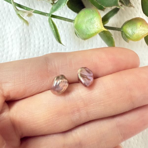 淡水珍珠-特色花瓣耳釘#e0815 