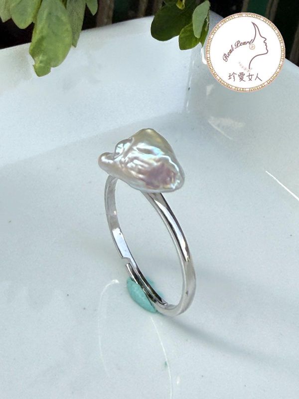 糖果紙光碎銀子淡水珍珠戒指#rfp0353 輕珠寶戒指,珍珠戒指,淡水珍珠戒指