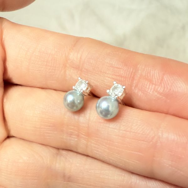 海水珍珠-真多麻耳釘#e0804 