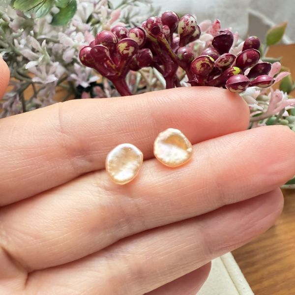 淡水珍珠-特色花瓣耳釘#e0816 