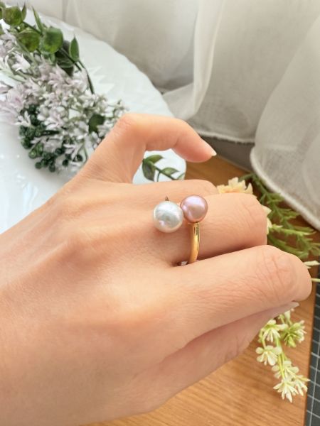 珍珠戒指-雙珠款#rfp0620 