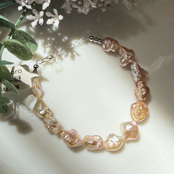 精品粉銀子手鍊02230S 