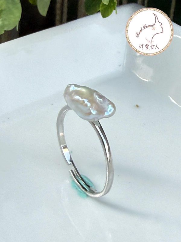 糖果紙光碎銀子淡水珍珠戒指#rfp0353 輕珠寶戒指,珍珠戒指,淡水珍珠戒指