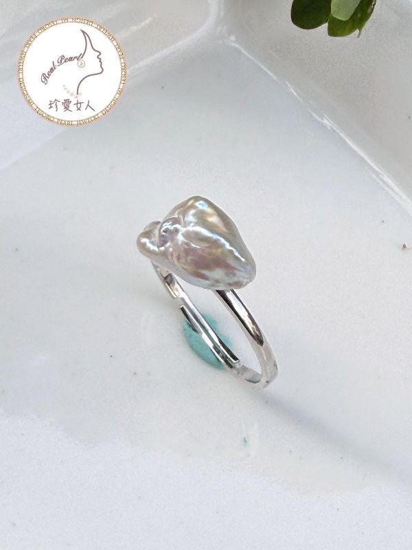 糖果紙光碎銀子淡水珍珠戒指#rfp0353 輕珠寶戒指,珍珠戒指,淡水珍珠戒指