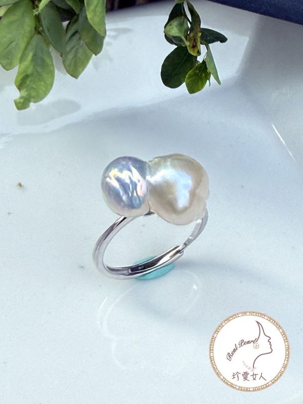 可愛雪球造型淡水珍珠戒指#rfp0828 輕珠寶戒指,珍珠戒指,淡水珍珠戒指