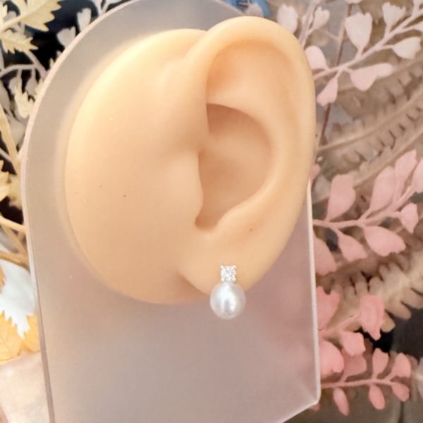 極光珍珠耳釘#e0803 
