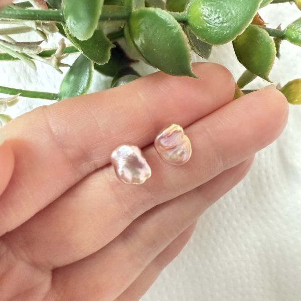 淡水珍珠-特色花瓣耳釘#e0815 