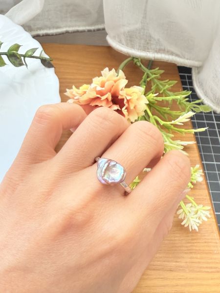 淡水珍珠戒指-稀有金屬色花瓣#PFL8113 