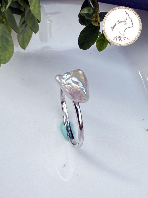 糖果紙光碎銀子淡水珍珠戒指#rfp0353 輕珠寶戒指,珍珠戒指,淡水珍珠戒指