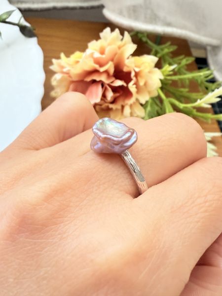 淡水珍珠戒指-稀有金屬色花瓣#PFL8113 