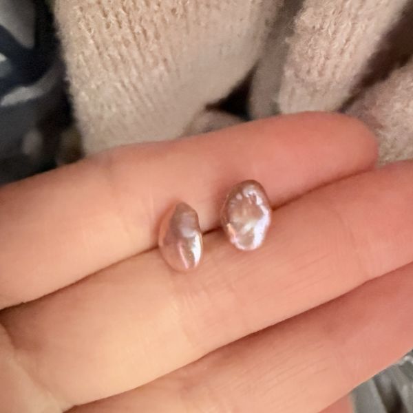 淡水珍珠-特色花瓣耳釘#e0814 