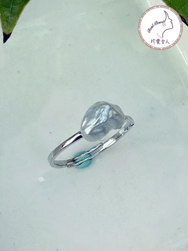 藍光碎銀子珍珠戒指#rfp0829 輕珠寶戒指,珍珠戒指,淡水珍珠戒指
