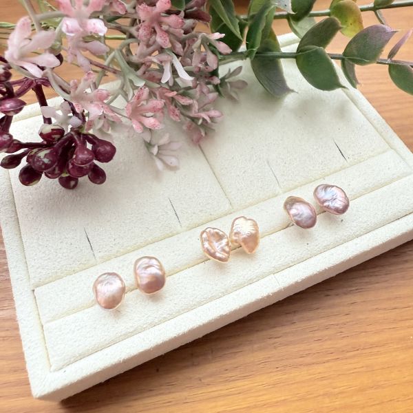 淡水珍珠-特色花瓣耳釘#e0814 