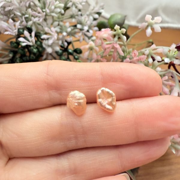 淡水珍珠-特色花瓣耳釘#e0814 