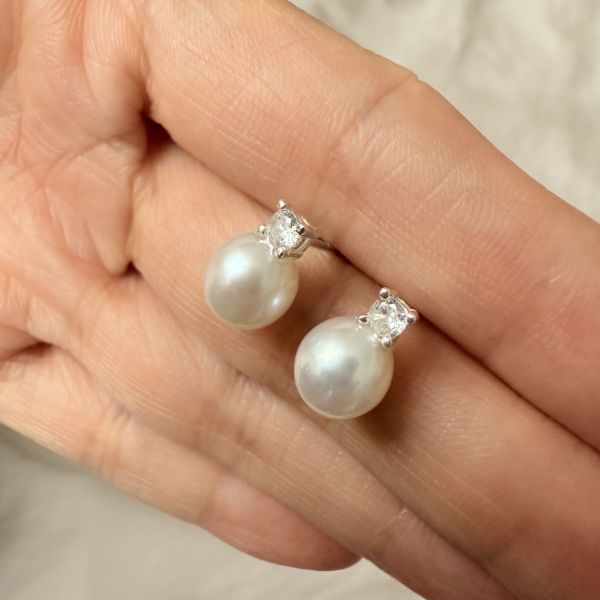 極光珍珠耳釘#e0803 