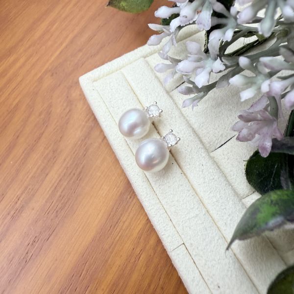 極光珍珠耳釘#e0803 