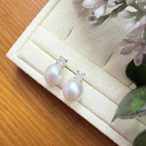 極光珍珠耳釘#e0803 