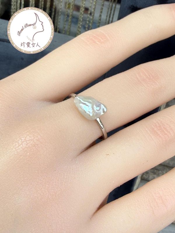 糖果紙光碎銀子淡水珍珠戒指#rfp0353 輕珠寶戒指,珍珠戒指,淡水珍珠戒指