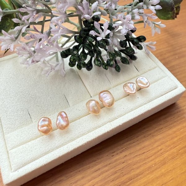 淡水珍珠-特色花瓣耳釘#e0816 