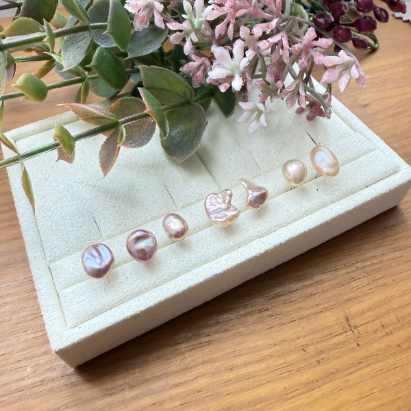 淡水珍珠-單支素耳釘#e0812 