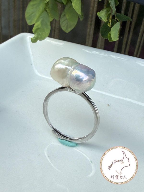 可愛雪球造型淡水珍珠戒指#rfp0828 輕珠寶戒指,珍珠戒指,淡水珍珠戒指