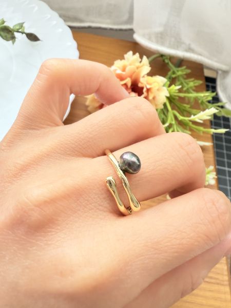 稀少海水Keshi珍珠戒指-簡約款#sfp0505 