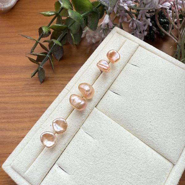 淡水珍珠-特色花瓣耳釘#e0816 