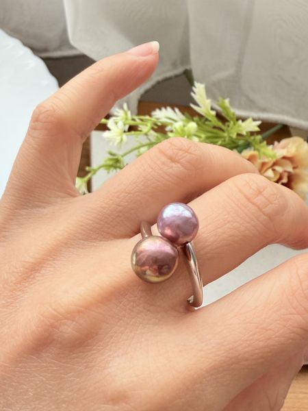 淡水珍珠戒指-雙珠款#rfp0601 