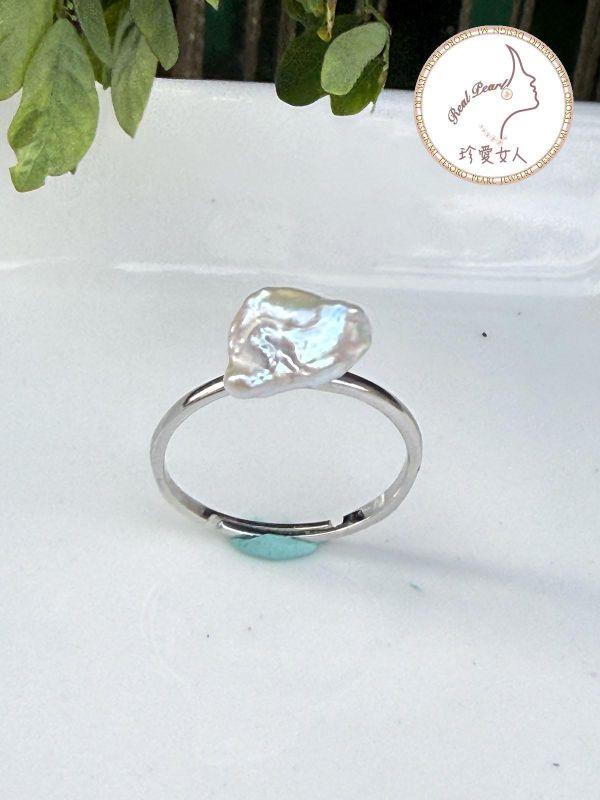 糖果紙光碎銀子淡水珍珠戒指#rfp0353 輕珠寶戒指,珍珠戒指,淡水珍珠戒指