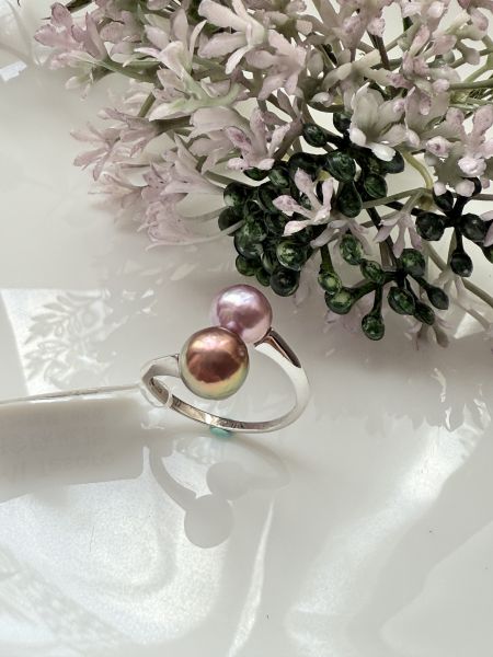 淡水珍珠戒指-雙珠款#rfp0601 
