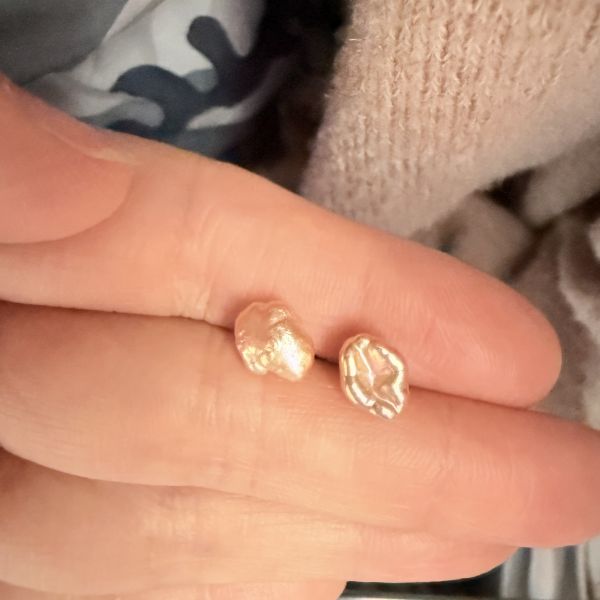 淡水珍珠-特色花瓣耳釘#e0814 