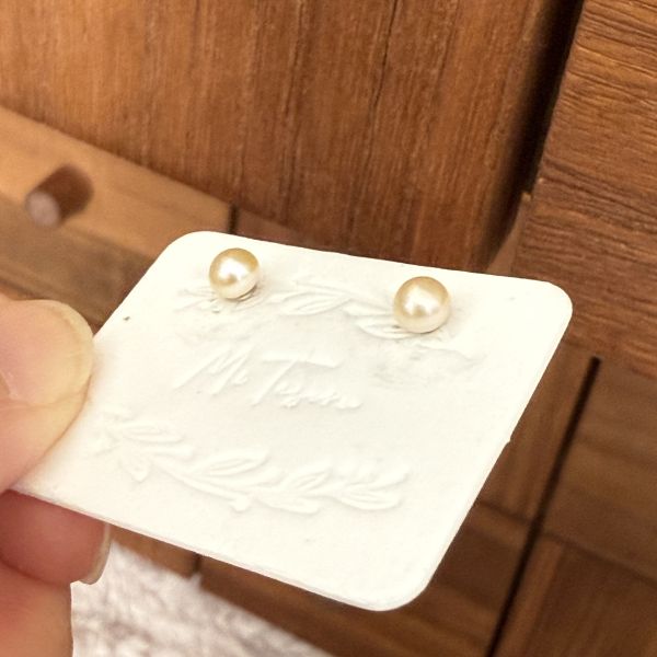 白雪圓珠耳釘 珍珠耳釘,pearl Earrings