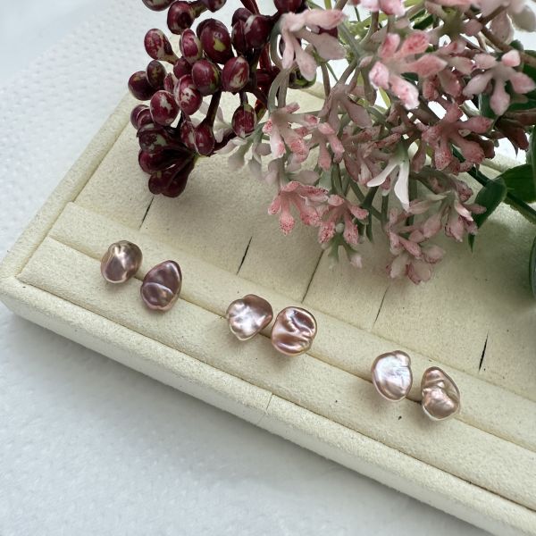 淡水珍珠-特色花瓣耳釘#e0815 