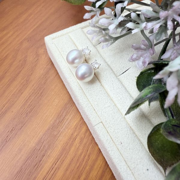 極光珍珠耳釘#e0803 