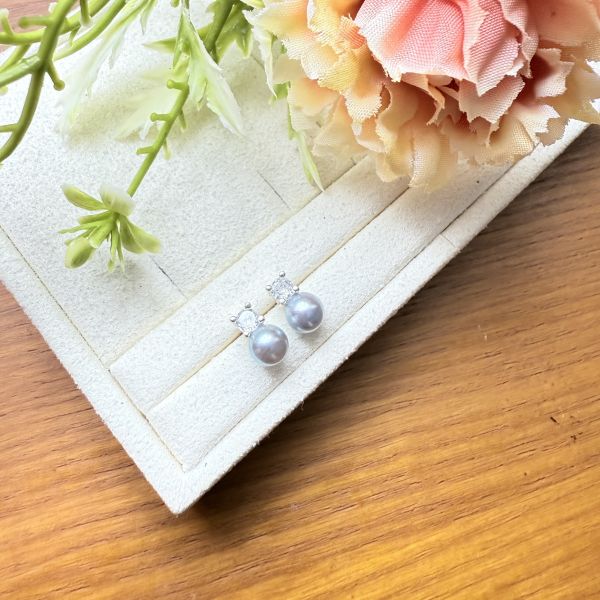 海水珍珠-真多麻耳釘#e0804 