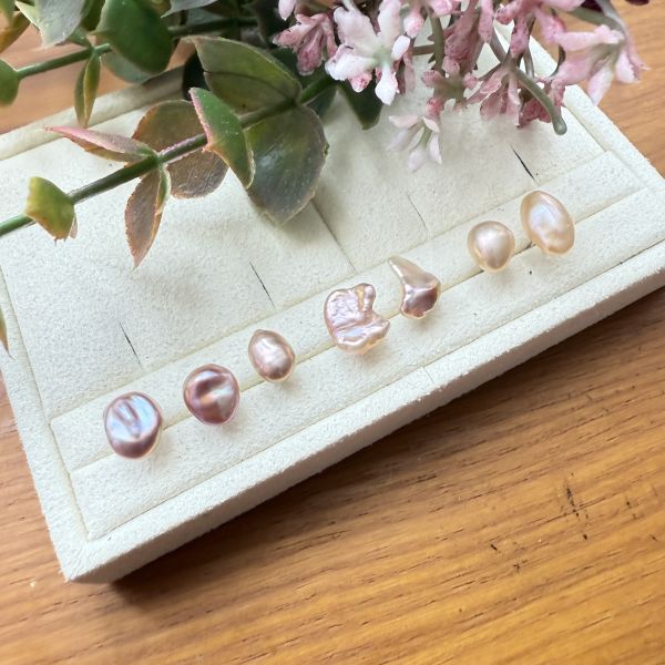 淡水珍珠-單支素耳釘#e0812 