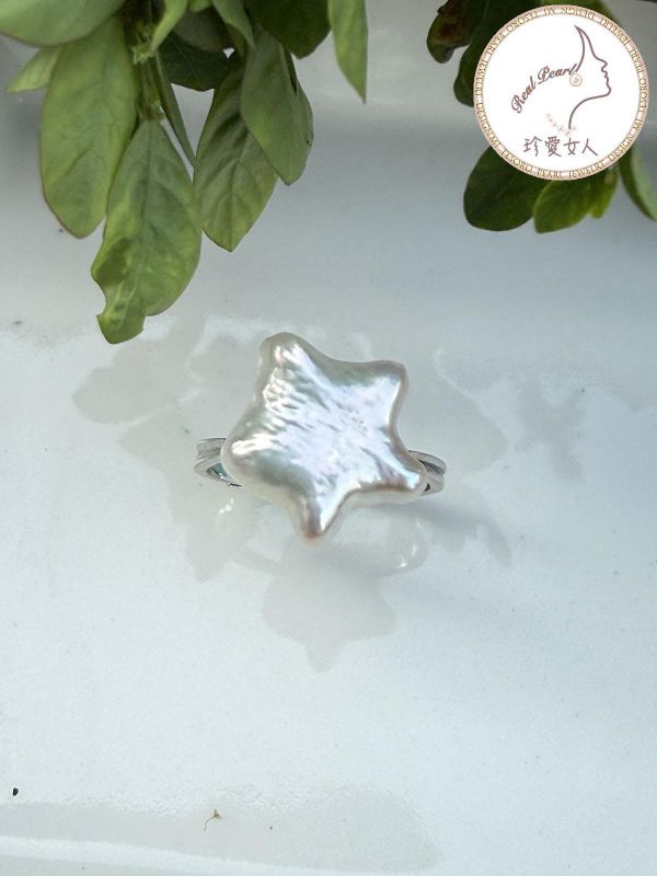 星星造型天然珍珠戒指#rfp0809 輕珠寶戒指,珍珠戒指,淡水珍珠戒指