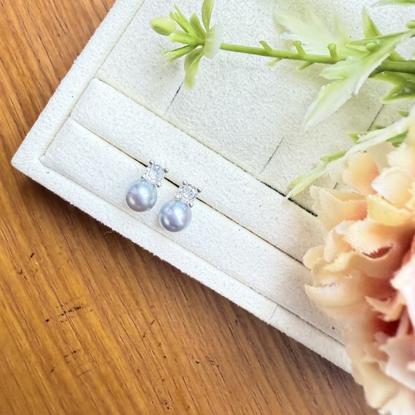 海水珍珠-真多麻耳釘#e0804 